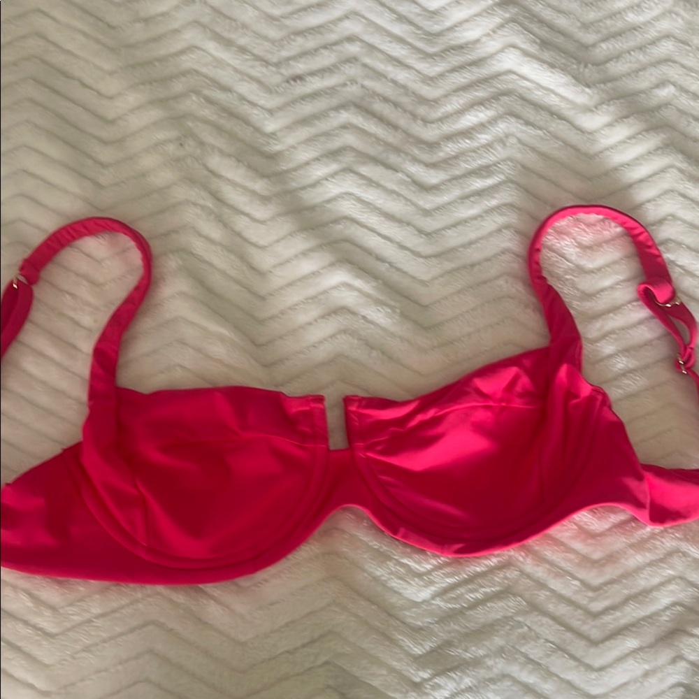 Hot Pink Underwire Bikini Top with Adjustable Straps